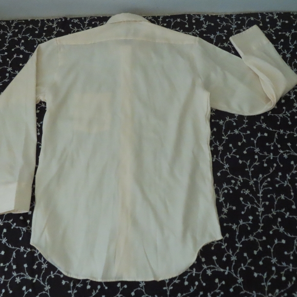 Vintage 60s 70s Montgomery Ward Button Shir 15 1/2 32/33 Long Sleeve Yellow - Picture 3 of 4
